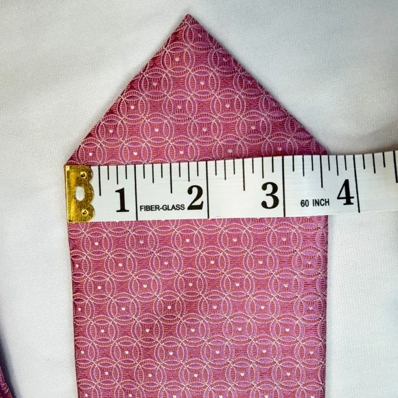 Canali Pink Geometric Silk Tie Made in Italy Luxury Designer Necktie